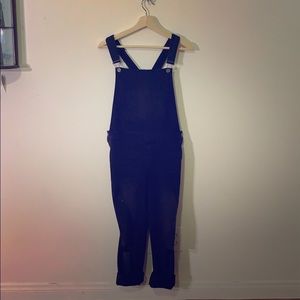 Distressed Black Denim Overalls